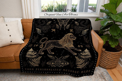 Personalized Leo Tapestry Blanket | Leo Blanket Custom Star Sign Goth Woven Blanket Witchy Room Decor Leo Astrology Personalized Tapestry |