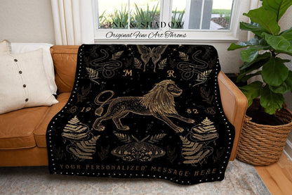 Personalized Leo Tapestry Blanket | Leo Blanket Custom Star Sign Goth Woven Blanket Witchy Room Decor Leo Astrology Personalized Tapestry |