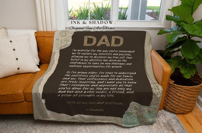 Sentimental Gift for Dad Blanket | Personalized Woven Throw Blanket Thoughtful Handwriting Letter Daddy Blanket Custom Gift for Father |