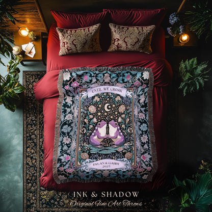 Enchanted Throw Until We Croak Frog Lover Gift | Folklore Wedding Boho Cottagecore Tapestry Blanket Fairycore Custom Celestial Personalized