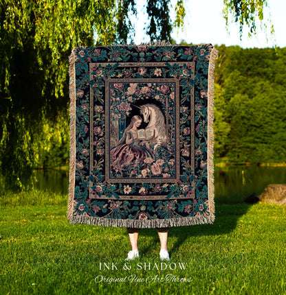 Floral Pastel Medieval Reading Blanket | Coquette Bedroom Whimsical Rococo Fairytale Woven Wall Tapestry Romantic Princesscore Decor Regal |