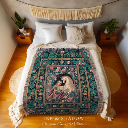 Floral Pastel Medieval Reading Blanket | Coquette Bedroom Whimsical Rococo Fairytale Woven Wall Tapestry Romantic Princesscore Decor Regal |