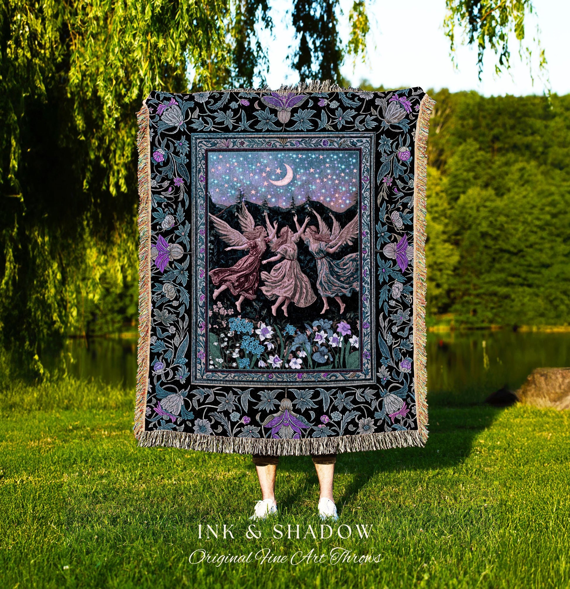 Pastel Fairytale Ethereal Fairy Blanket | Whimsical Folklore Medieval Woven Throw Mystical Fairycore Mystic Academia Dreamy Boho Home Decor