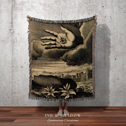 Dark Academia Tapestry Woven Blanket | Woven Wall Hanging Whimsigoth Decor | "Recueil D'emblemes Divers" | Dark Cottagecore Gothic Tapestry