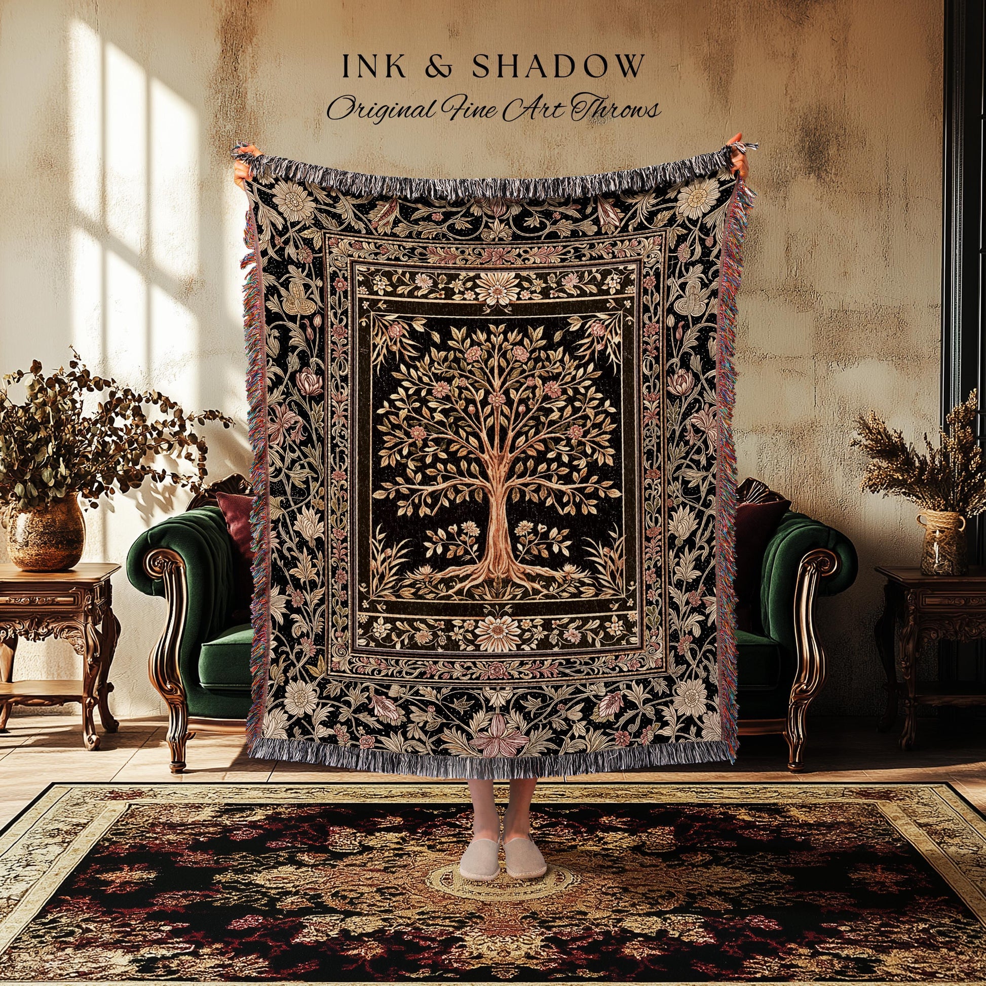 Baroque Forest Whimsical Woven Throw Tree Blanket Jacquard Tapestry