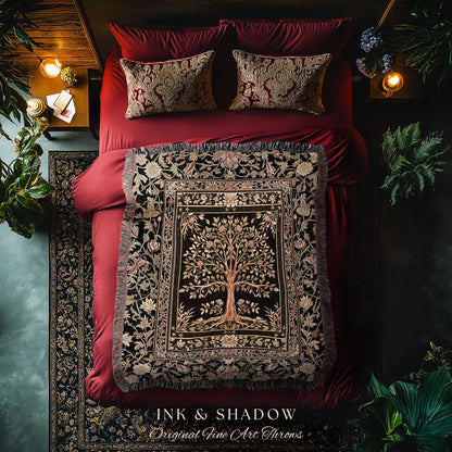 Baroque Forest Whimsical Woven Throw Tree Blanket Jacquard Tapestry