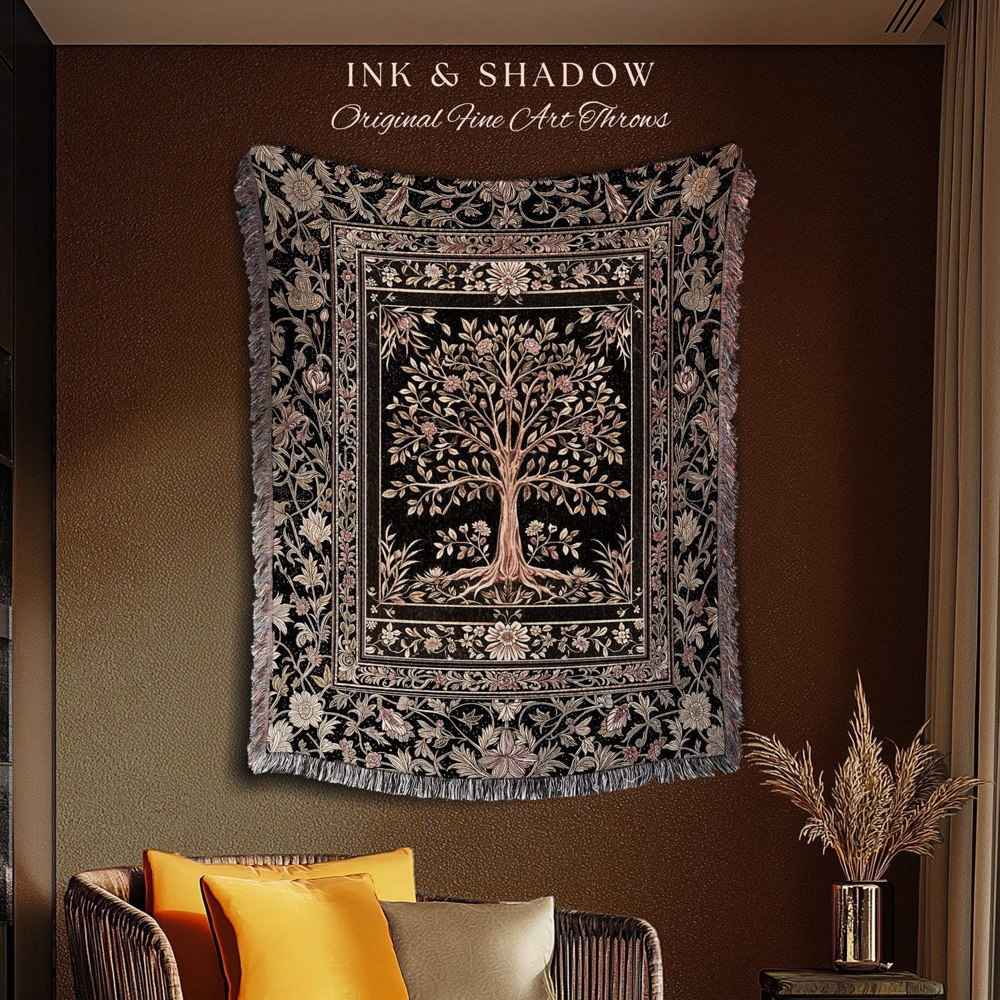 Baroque Forest Whimsical Woven Throw Tree Blanket Jacquard Tapestry