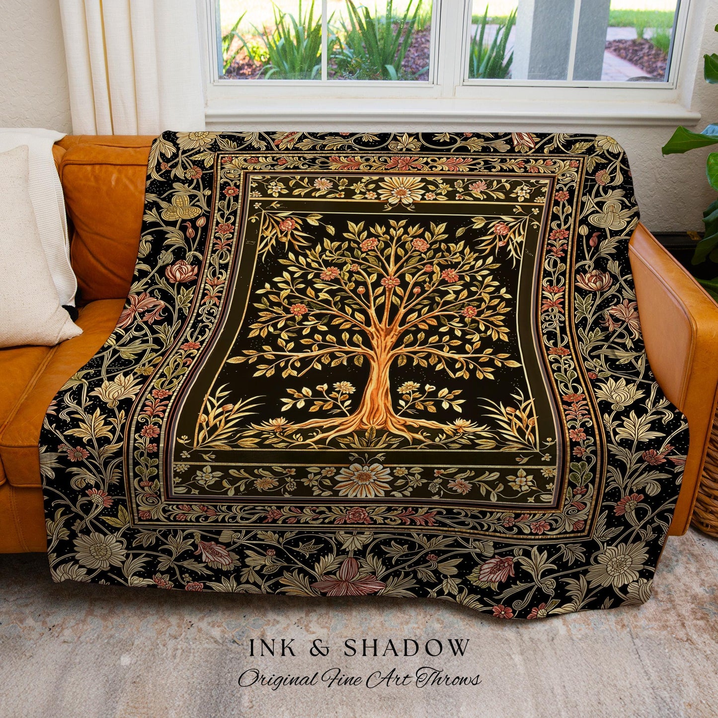 Baroque Forest Whimsical Woven Throw Tree Blanket Jacquard Tapestry