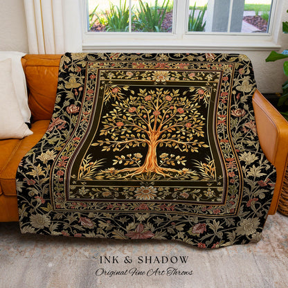 Baroque Forest Whimsical Woven Throw Tree Blanket Jacquard Tapestry
