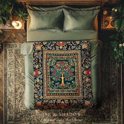 Blooming Roses Romantic Rococo Woven Throw Tree Blanket Jacquard Tapestry