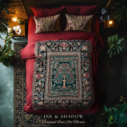 Blooming Roses Romantic Rococo Woven Throw Tree Blanket Jacquard Tapestry