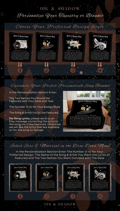 Couples Song Lyric Blanket | Custom Song Gift Best Friend Blanket Our Song Tapestry Woven Blanket Our Song First Dance Wedding Gift Custom |
