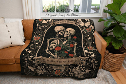 His & Hers Anniversary Blanket | Personalized Wedding Anniversary Blanket Unique Couple Gift for Goths Custom Woven Tapestry Meaningful Gift