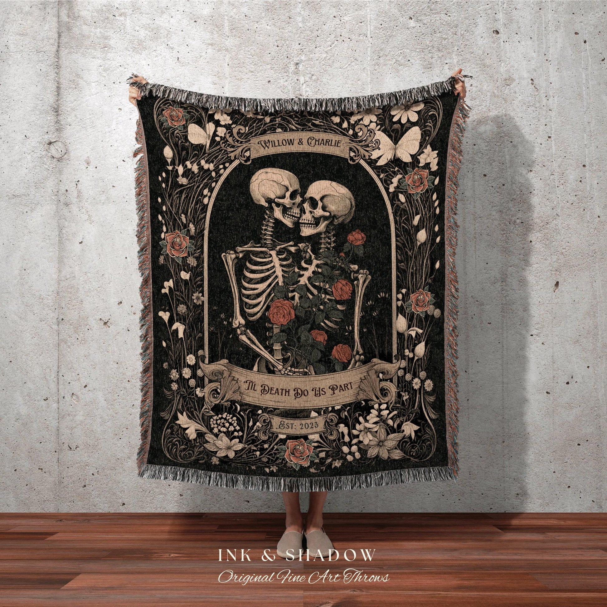 His & Hers Anniversary Blanket | Personalized Wedding Anniversary Blanket Unique Couple Gift for Goths Custom Woven Tapestry Meaningful Gift