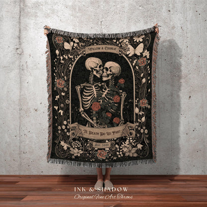His & Hers Anniversary Blanket | Personalized Wedding Anniversary Blanket Unique Couple Gift for Goths Custom Woven Tapestry Meaningful Gift