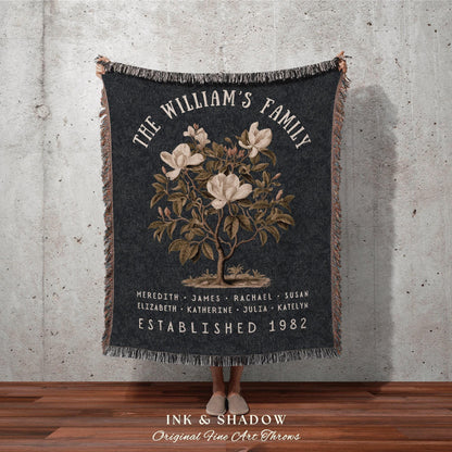 Family Tree Blanket Woven Tapestry | Family Tree Wall Art Blanket Custom Family Gift Sentimental Gift for Mom Personalized Heritage Blanket