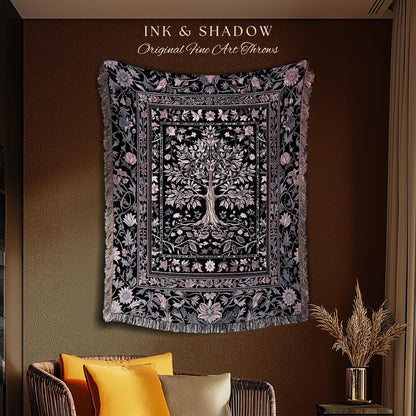 Chateaucore Pastel Purple Tapestry Tree Blanket Jacquard Woven Coverlet