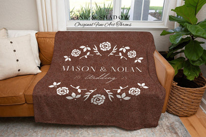 Last Name Decor Wedding Blanket | Personalized Last Name Gift Blanket Wedding Monogram Couple Keepsake Blanket Anniversary His & Hers Gift |