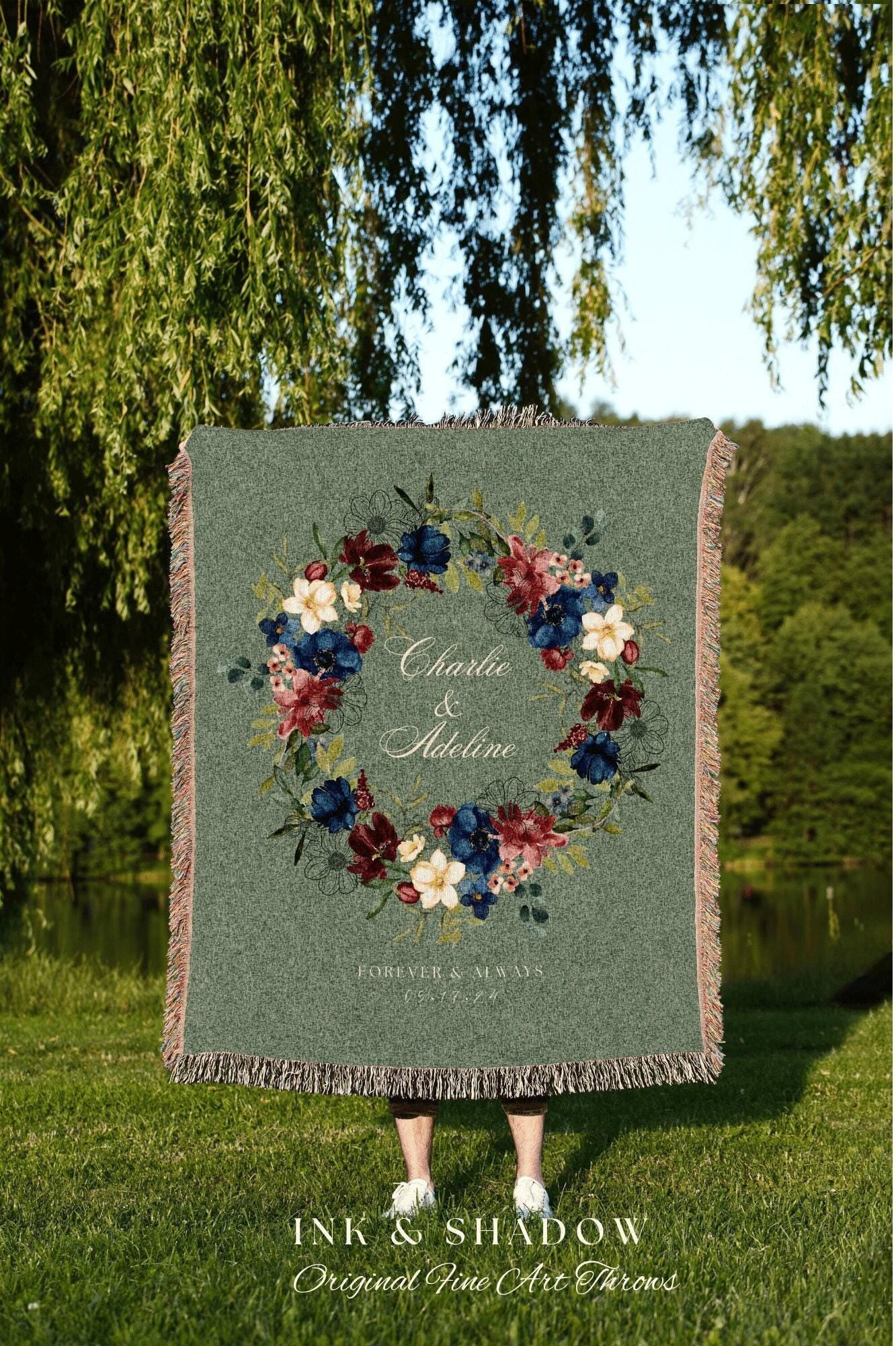 Mr and Mrs Custom Wedding Blanket | Personalized Last Name Gift Blanket Wedding Monogram Couple Keepsake Blanket Anniversary His & Hers Gift