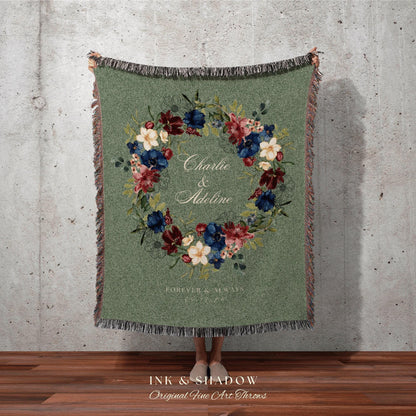 Mr and Mrs Custom Wedding Blanket | Personalized Last Name Gift Blanket Wedding Monogram Couple Keepsake Blanket Anniversary His & Hers Gift