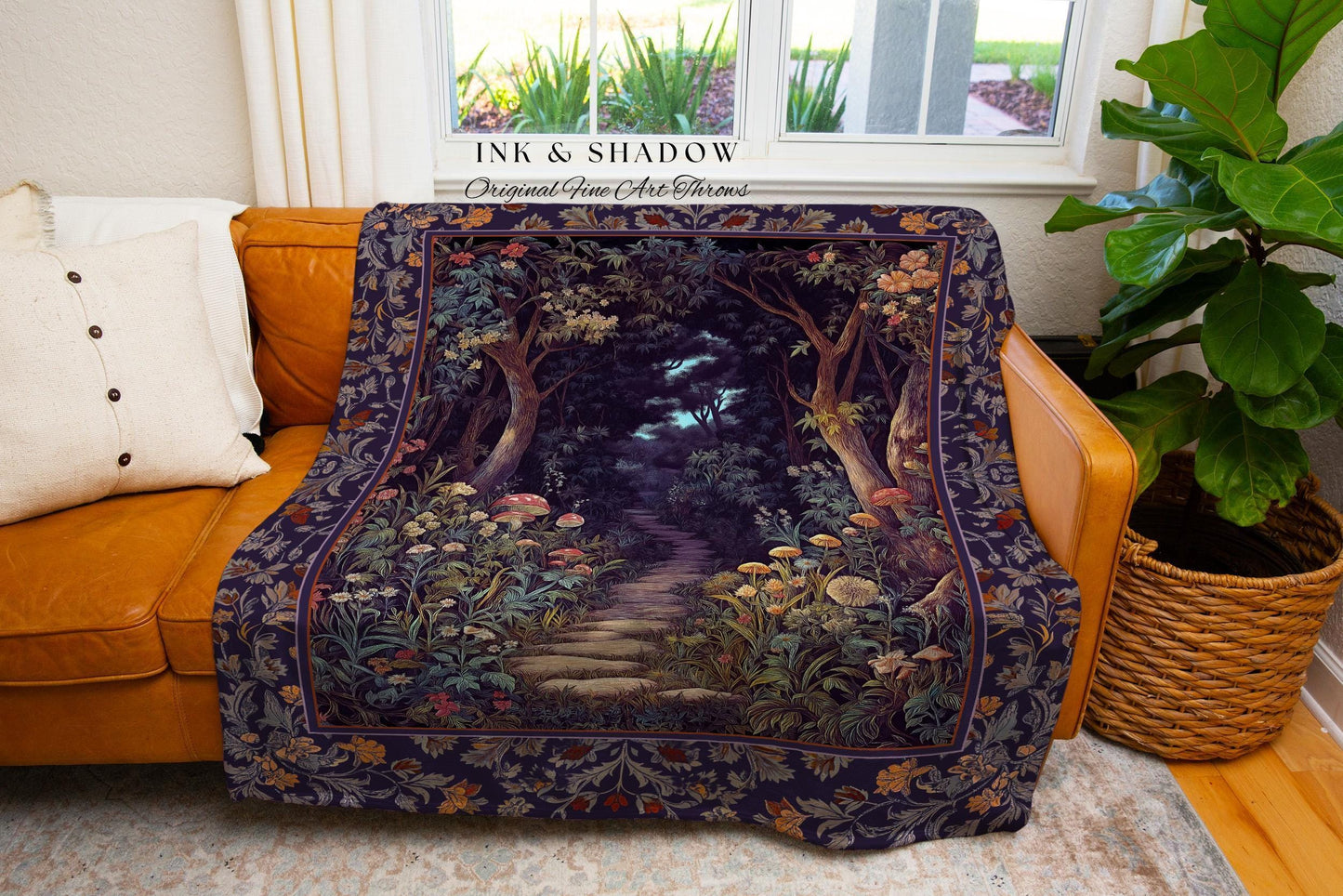 Magical Woodland Mushroom Tapestry | Fairytale Theme Woodland Botanical Aesthetic Whimsical Home Blanket Woven Bedroom Housewarming Gift |