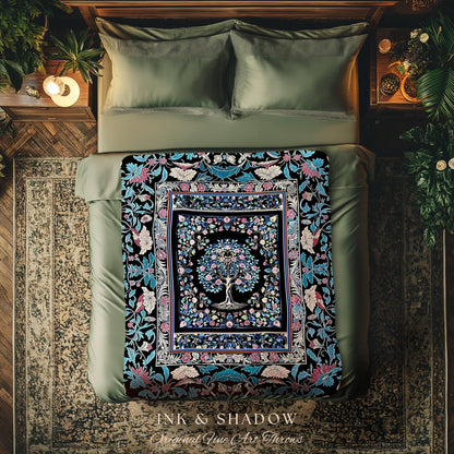 Timeless Folklore Tree Woven Throw Blanket Jacquard Tapestry