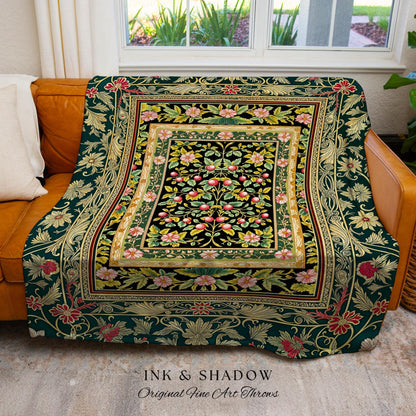 Botanical Abundance Gothic Wall Tapestry | Baroque Rococo Garden Design Romantic Floral Accent Romantic Cottagecore Botanical Throw Blanket