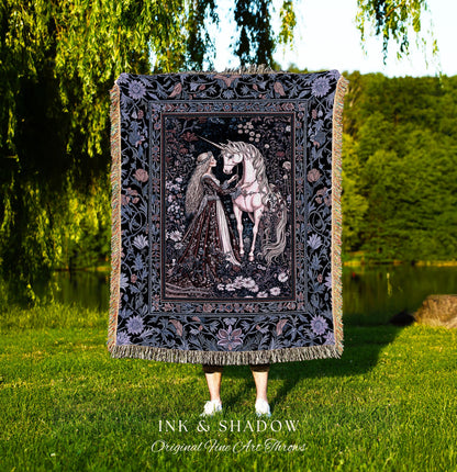 Enchanted Lavender Mystic Throw Blanket | Pastel Rococo Princesscore Decor Gothic Fairytale Woven Tapestry Storybook Dark Cottagecore Style