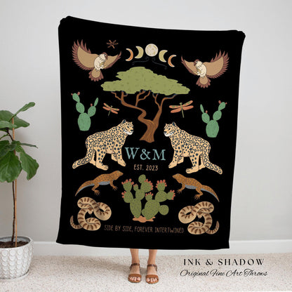 Woodland Celestial Wedding Anniversary Blanket Custom | Cottagecore Wedding Blanket Personalized Anniversary Gift Blanket Custom Initials