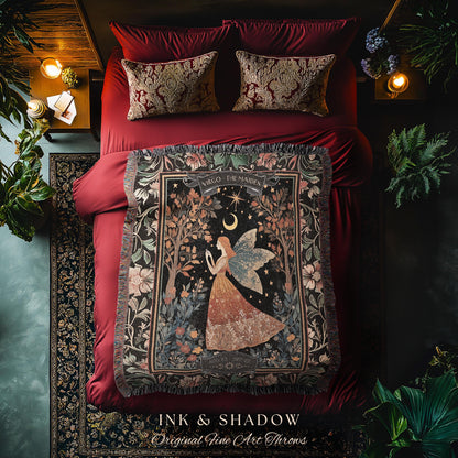 Folklore Virgo Zodiac Blanket Rustic Star Sign Tapestry Throw | Fairycore Art Astrology Gift The Maiden Birth Month Woodland Fairytale Decor