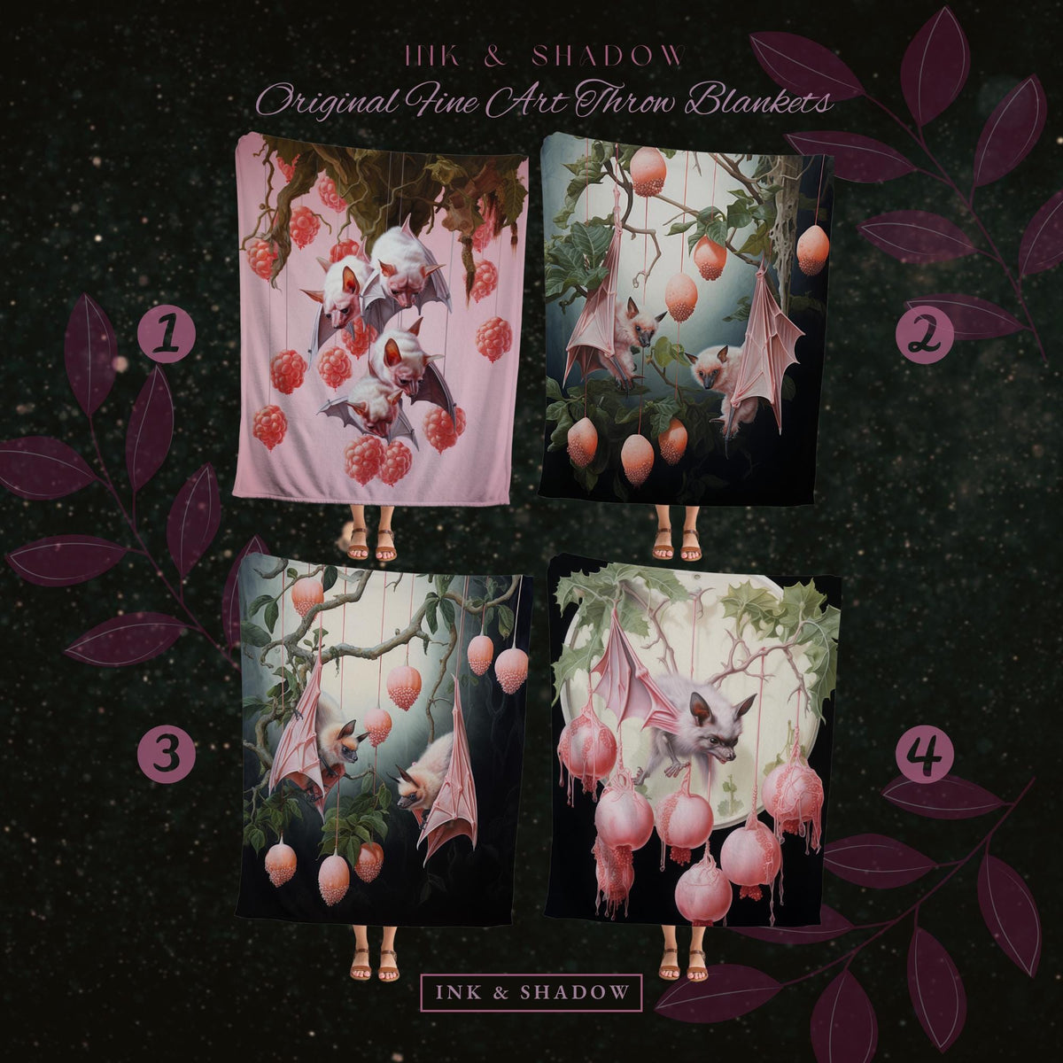 Pink Fruit Bat Blanket Woven Tapestry Cottagecore Decor | Pastel Goth Tapestry Pink Bedroom Decor Fruit Bat Pink Pastel Wall Art Whimsical |