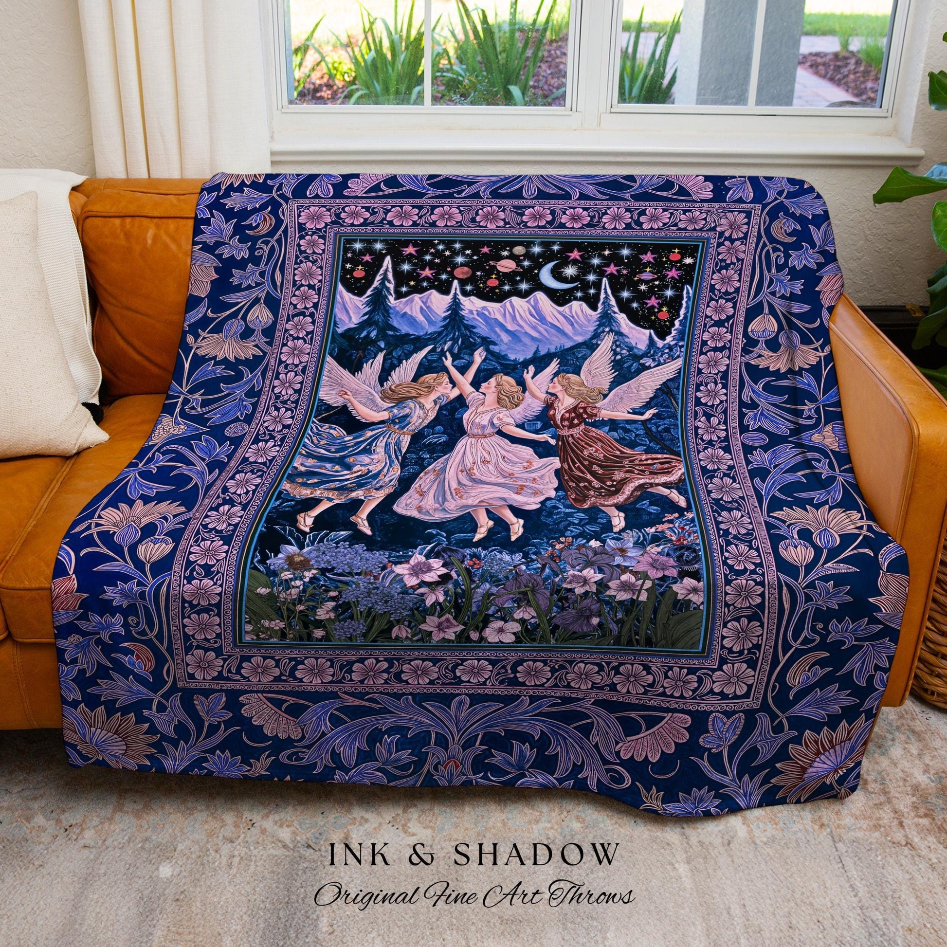 Mystic Lavender Dreamy Fairy Blanket | Midsummer Aesthetic Woodland Folklore Wall Tapestry Dark Academia Whimsical Woven Throw Enchanted |