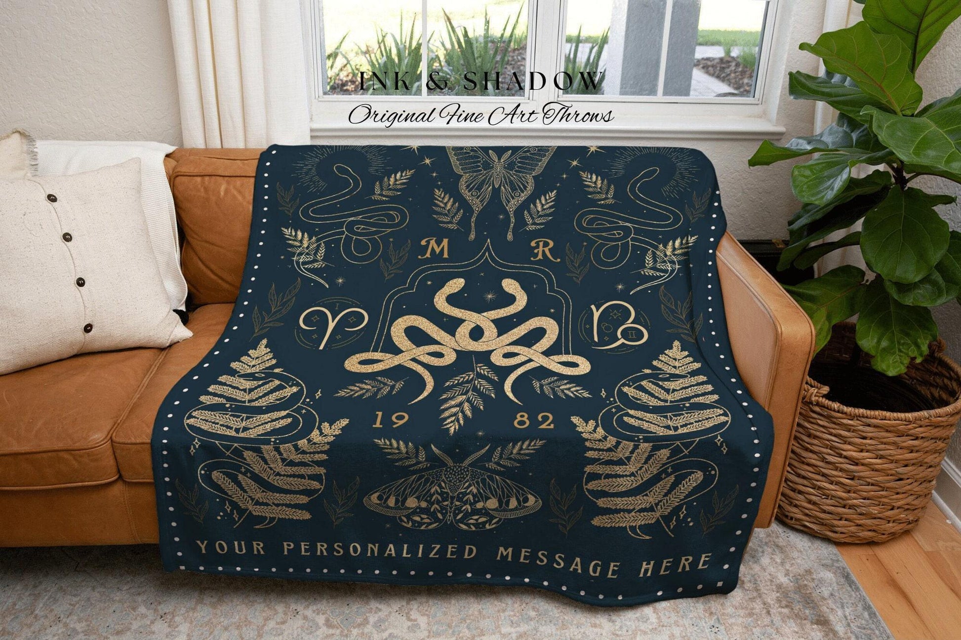 His & Hers Astrology Blanket | Celestial Wedding Anniversary Gift Couples Custom Star Sign Blanket Woven Throw Personalized Wedding Custom |