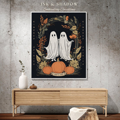 Kindred Spirts Personalized Ghost Blanket Goth Tapestry | Spooky Ghost Decor Halloween Blanket Woven Throw | Woven Blanket Ghosts Couple