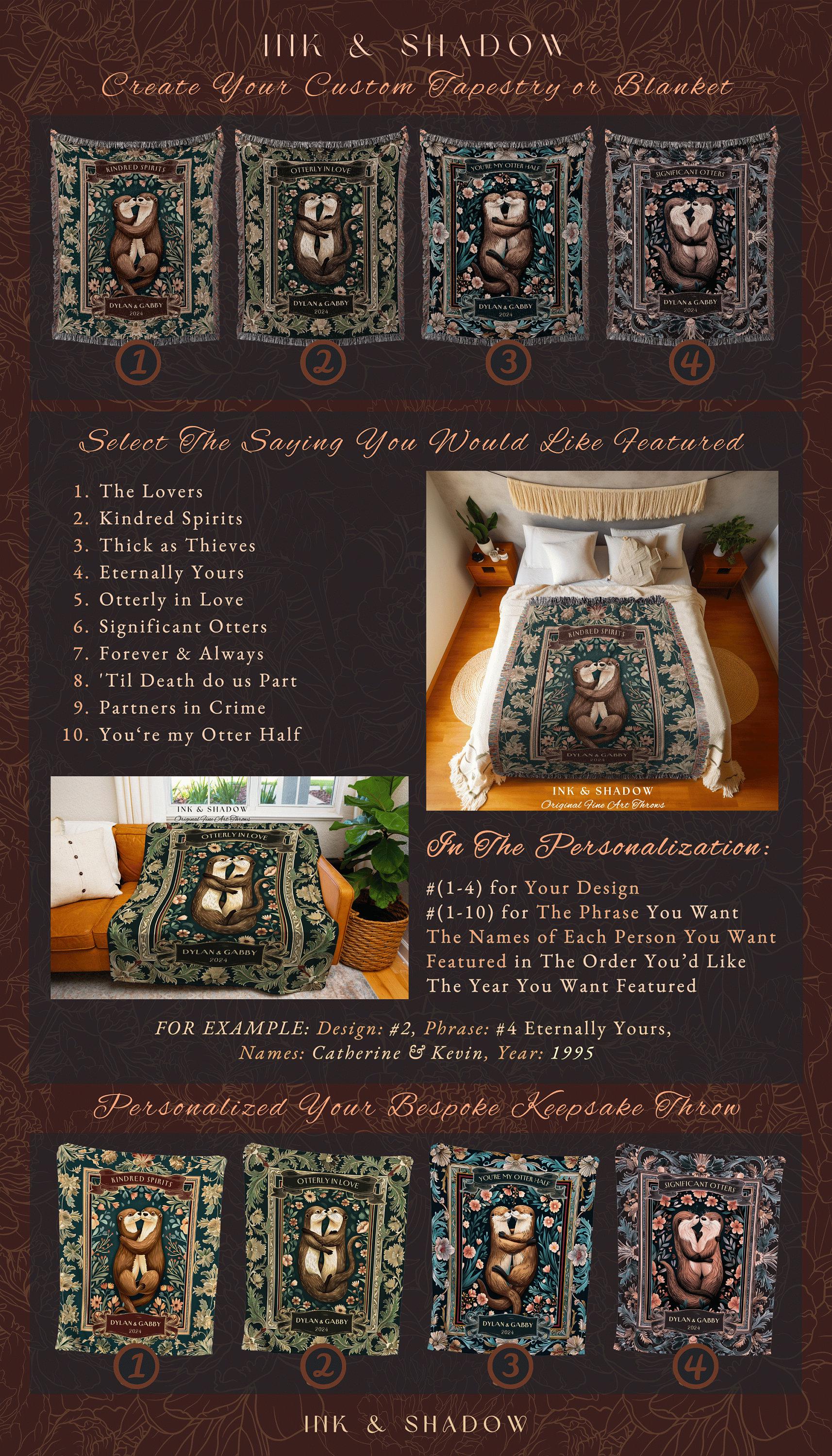 Significant Otters Blanket Personalized Names | Gift for Partner Custom Picnic Blanket Woven Tapestry Dating First Anniversary Cute Throw |