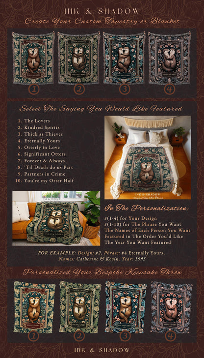 Significant Otters Blanket Personalized Names | Gift for Partner Custom Picnic Blanket Woven Tapestry Dating First Anniversary Cute Throw |