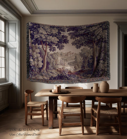 Ornate Forest Baroque Jacquard Tapestry | Traditional Landscape Grandmillenial Wall Hanging Victorian Rococo Bedroom Wall Art European Art
