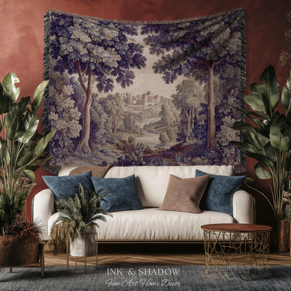 Ornate Forest Baroque Jacquard Tapestry | Traditional Landscape Grandmillenial Wall Hanging Victorian Rococo Bedroom Wall Art European Art