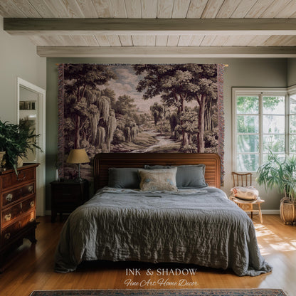 Willow Creek Heritage Textile Woven Wall Art | Scenic Forest Brook Landscape Vintage Pastoral Woodland Tapestry Old World Storybook Blanket
