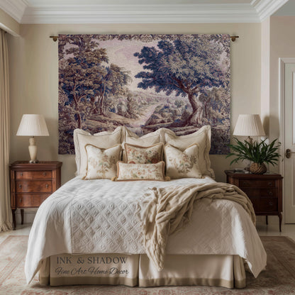 Aubusson Style Whimsical Woodland Art Wall Tapestry | French Rococo Textile Scenic Countryside Landscape Soft Luxury Romantic Pastoral Throw