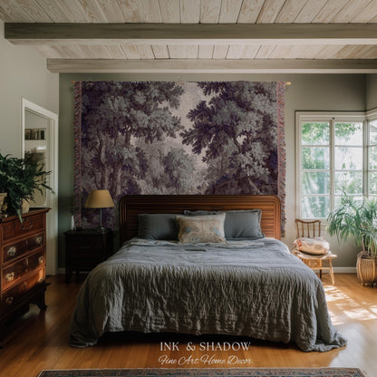 Forest Path Serene French Landscape Woven Wall Art | Vintage Romantic Soft Countryside Rustic Verdure Tapestry Traditional French Home Decor