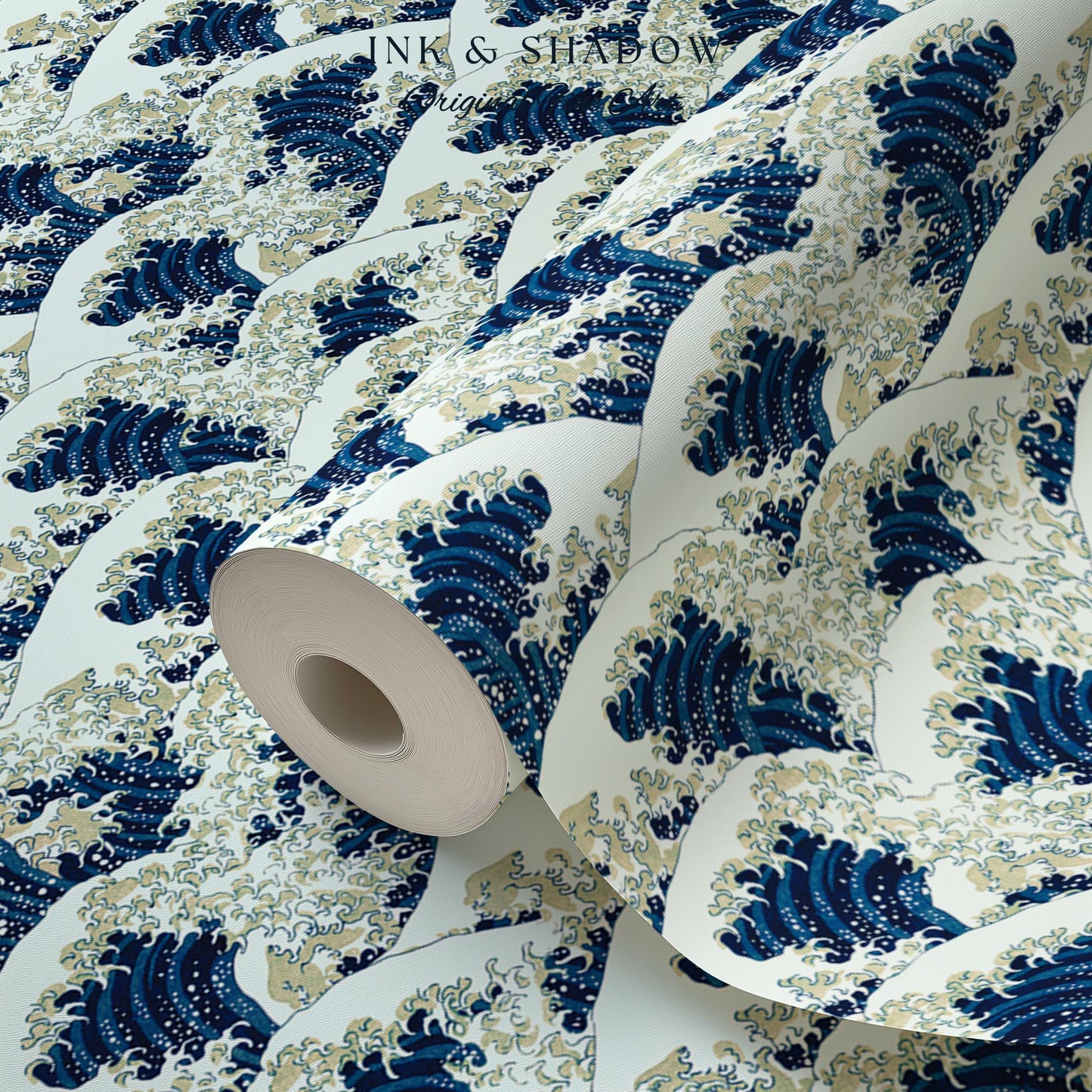 The Great Wave off Kanagawa Wallpaper | Japanese Woodblock Hokusai-Inspired Seascape Fine Art Japonisme Maximalist Peel and Stick Pattern