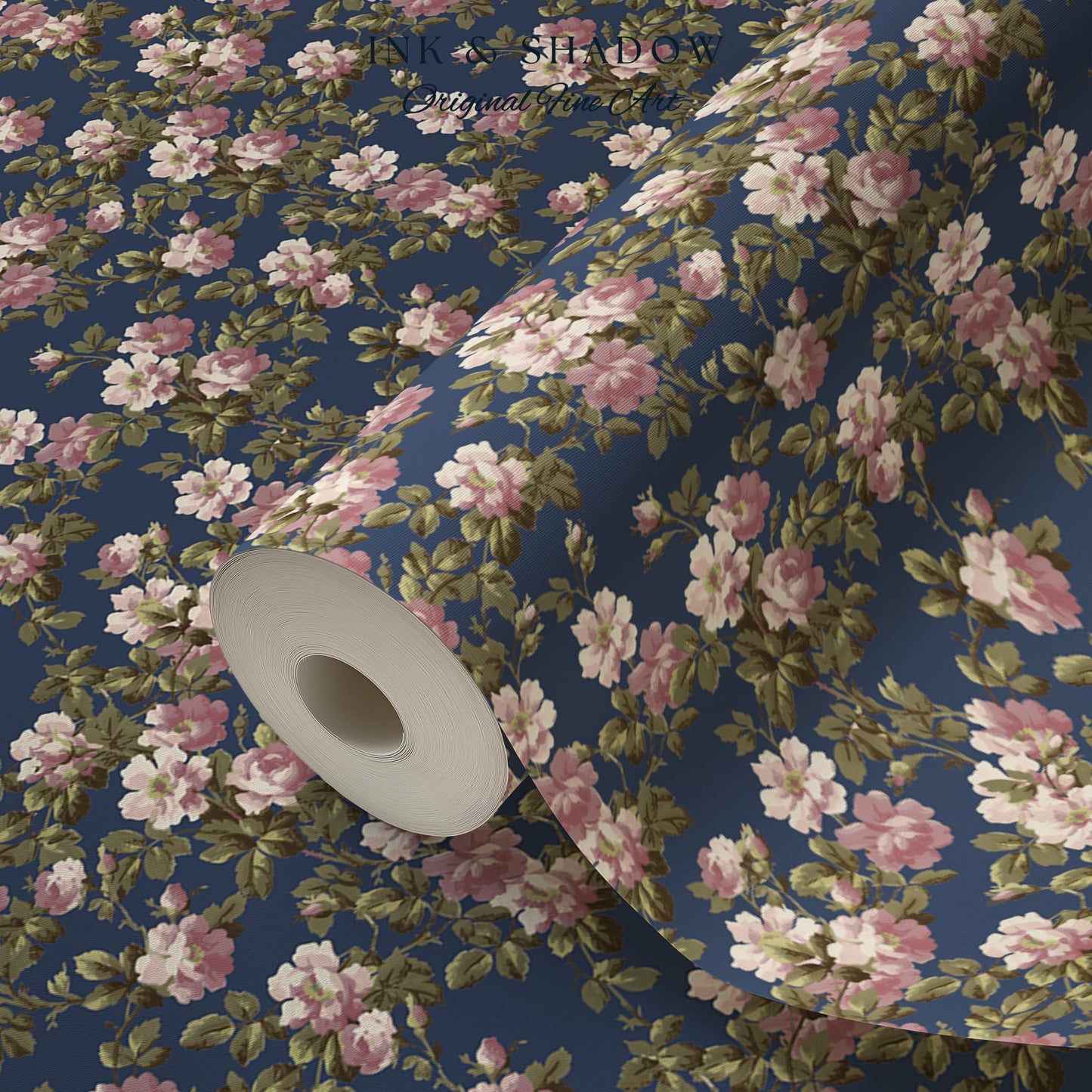 Traditional Cottage Rose Wallpaper | Soft Clustered Florals English Country Bedroom 19th Century Parlor Room Renter Friendly Chintz Wall