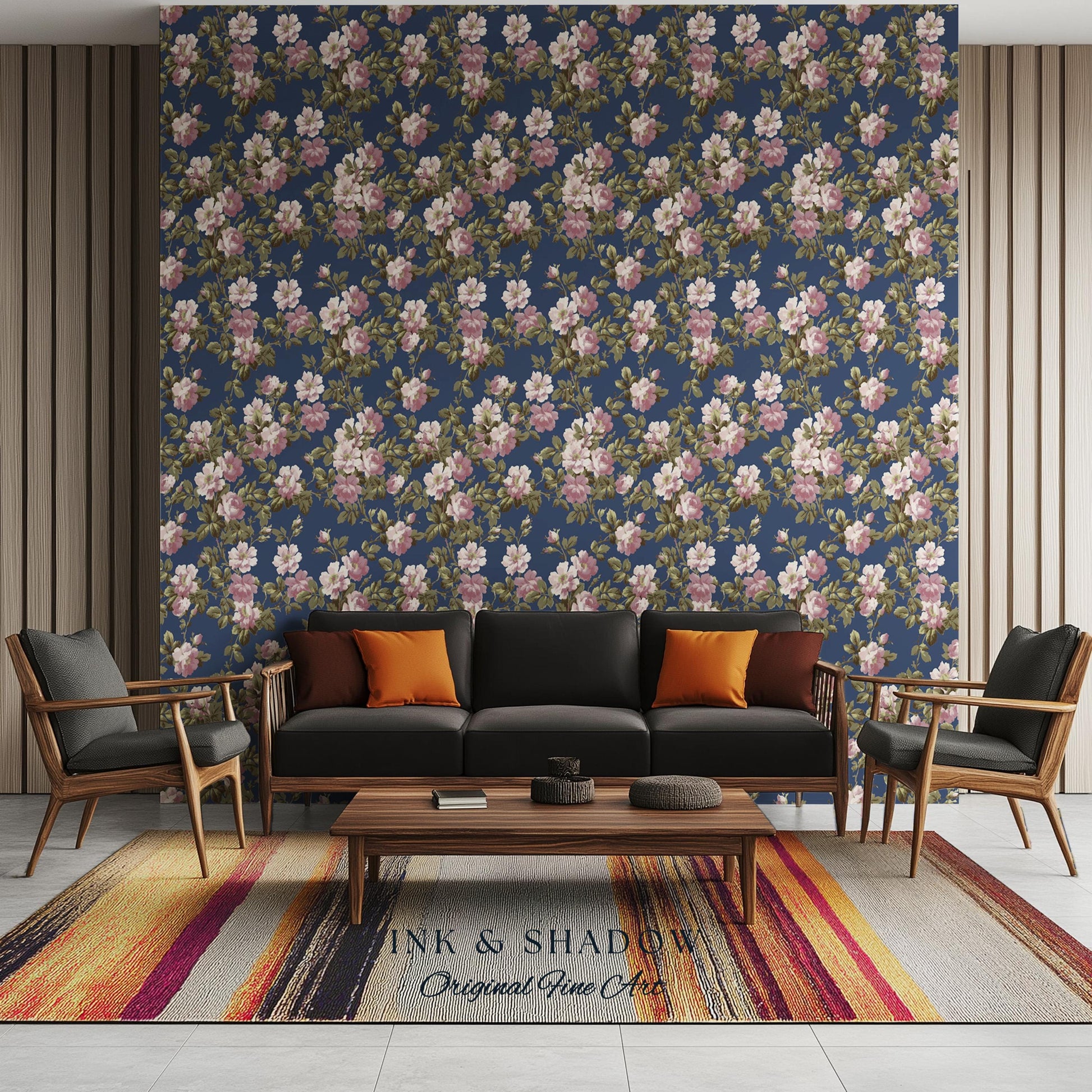 Traditional Cottage Rose Wallpaper | Soft Clustered Florals English Country Bedroom 19th Century Parlor Room Renter Friendly Chintz Wall