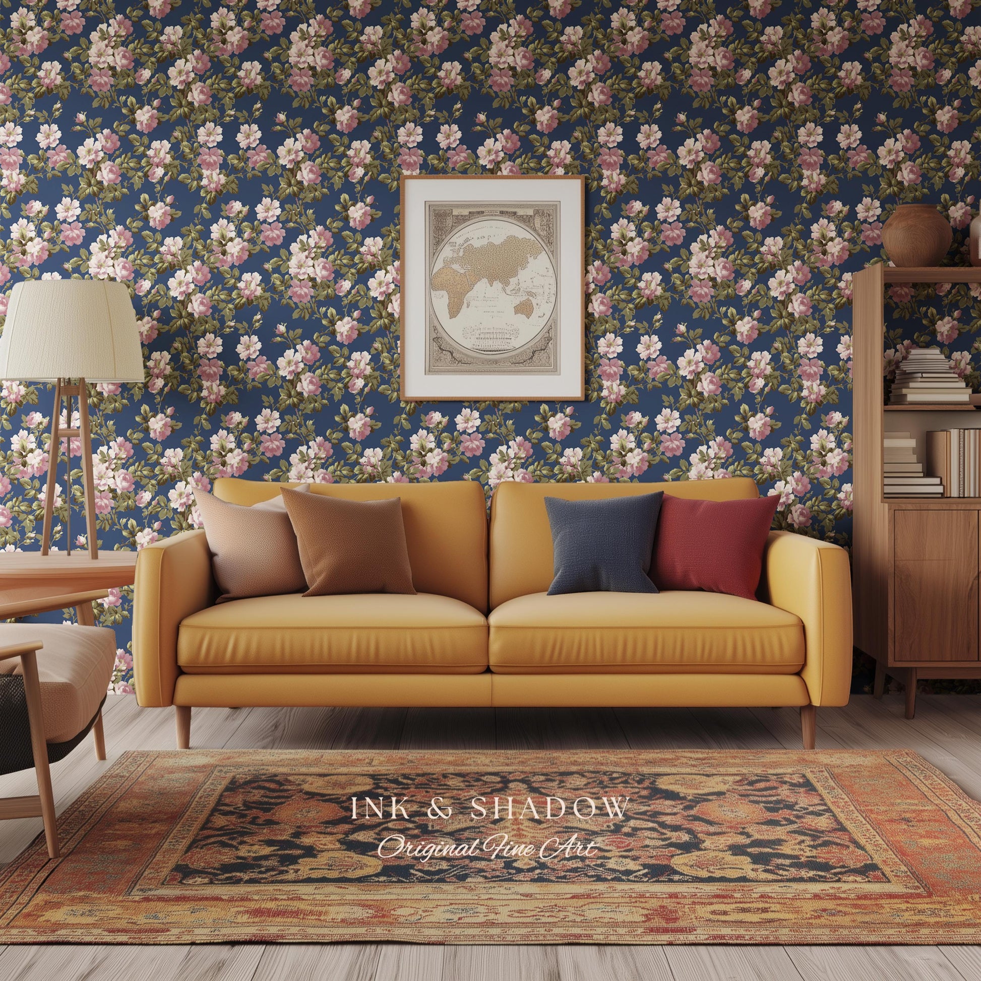 Traditional Cottage Rose Wallpaper | Soft Clustered Florals English Country Bedroom 19th Century Parlor Room Renter Friendly Chintz Wall