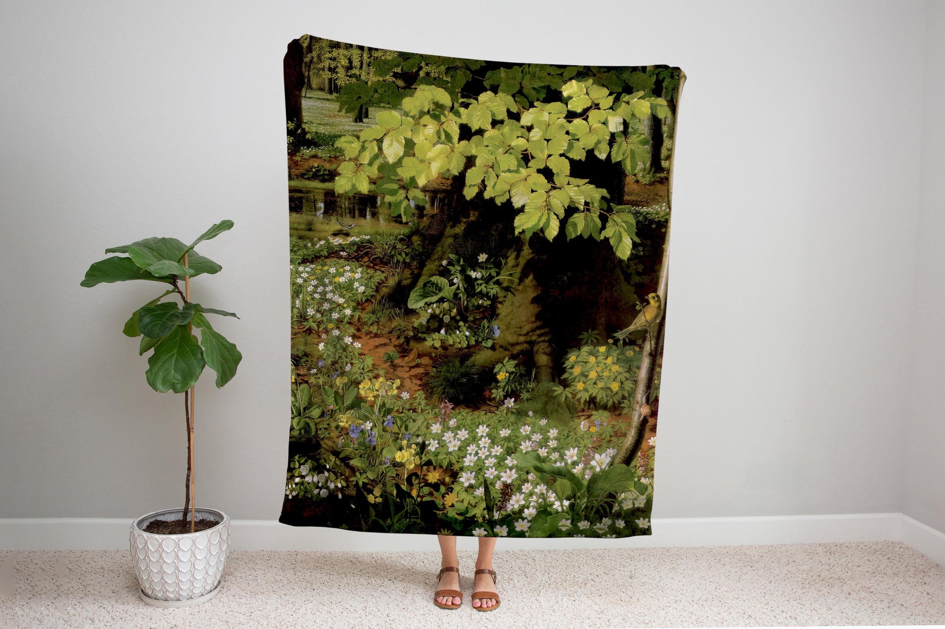 Dark Botanical Tapestry | Renaissance Art Woven Blanket | Victorian Gothic Aesthetic Tapestry Woven | Bookish Room Decor Aesthetic Blanket