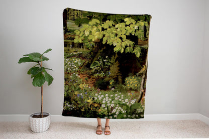 Dark Botanical Tapestry | Renaissance Art Woven Blanket | Victorian Gothic Aesthetic Tapestry Woven | Bookish Room Decor Aesthetic Blanket