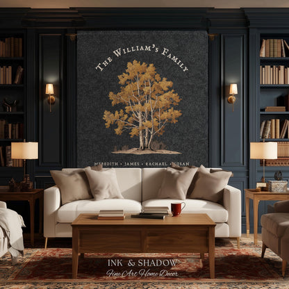 Custom Family Name Blanket Woven | Family Tree Wall Art Blanket Custom Family Gift Sentimental Gift for Mom Personalized Heritage Blanket |