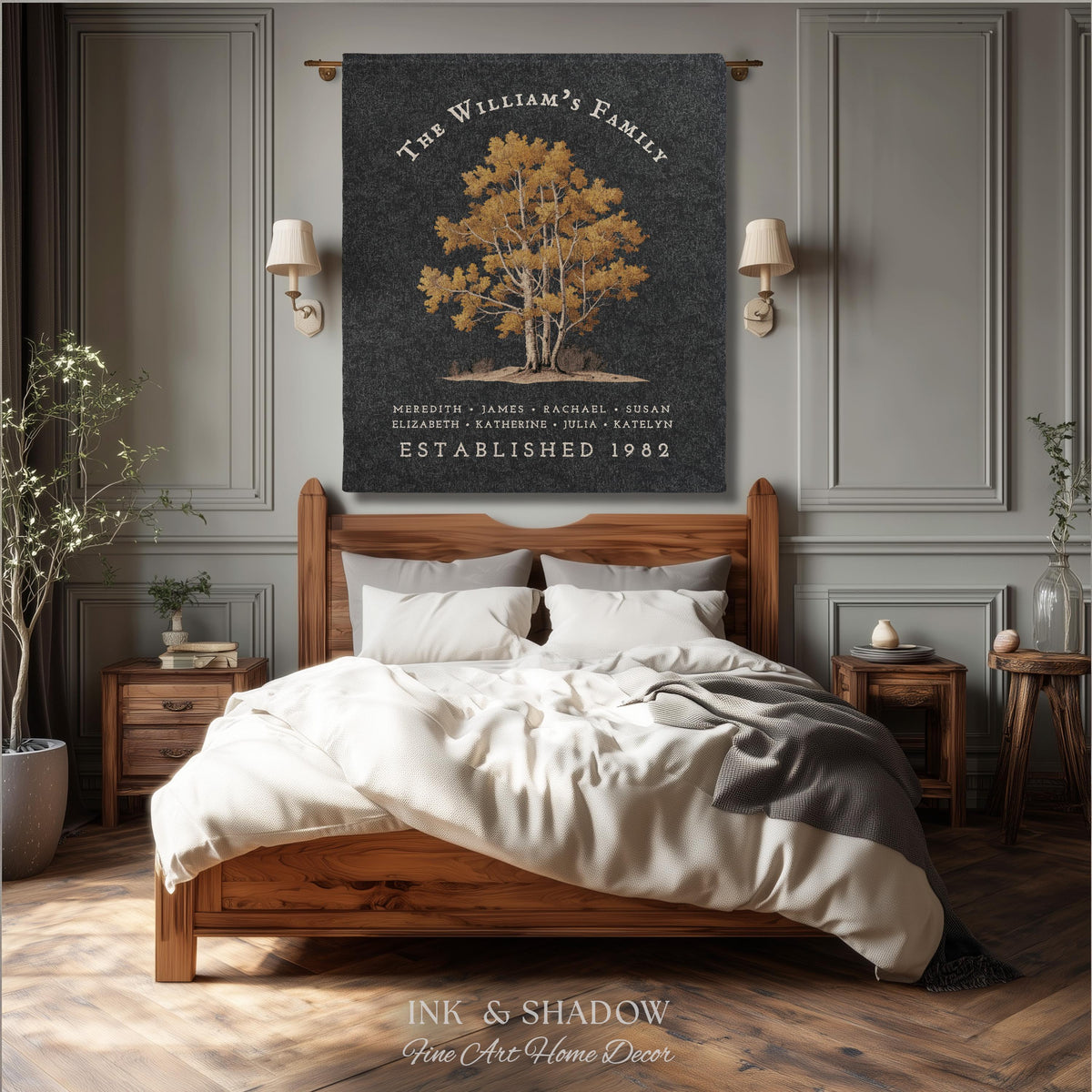 Custom Family Name Blanket Woven | Family Tree Wall Art Blanket Custom Family Gift Sentimental Gift for Mom Personalized Heritage Blanket |
