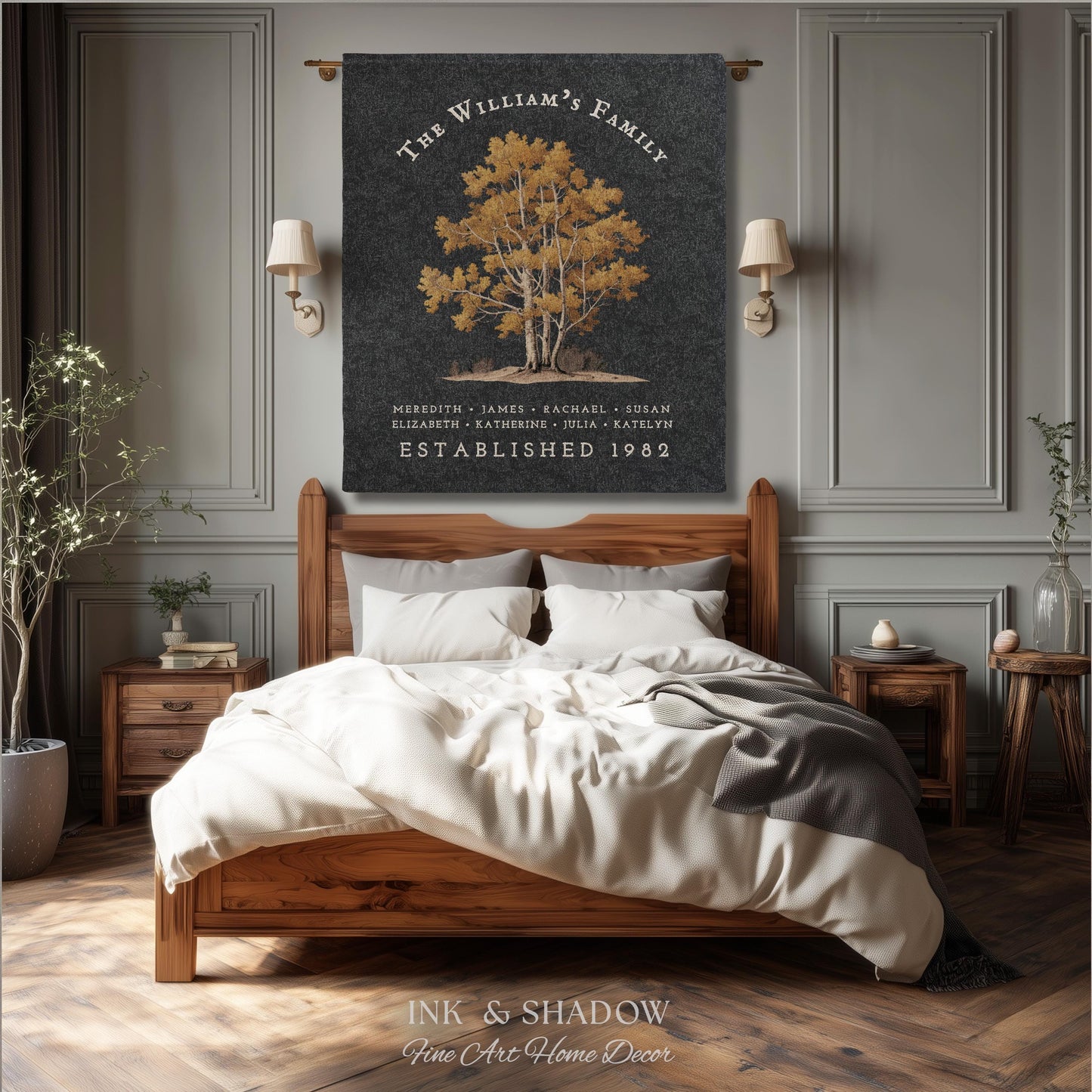 Custom Family Name Blanket Woven | Family Tree Wall Art Blanket Custom Family Gift Sentimental Gift for Mom Personalized Heritage Blanket |